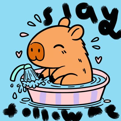 capybara taking a bath