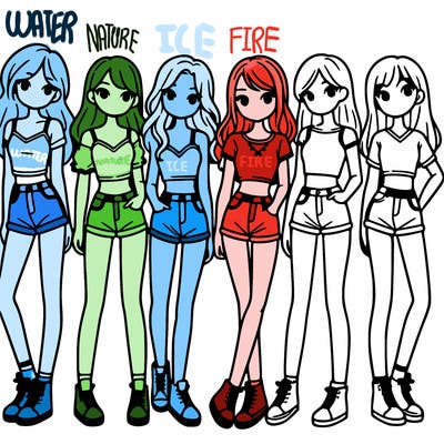 a group of girls wearing crop tops and shorts