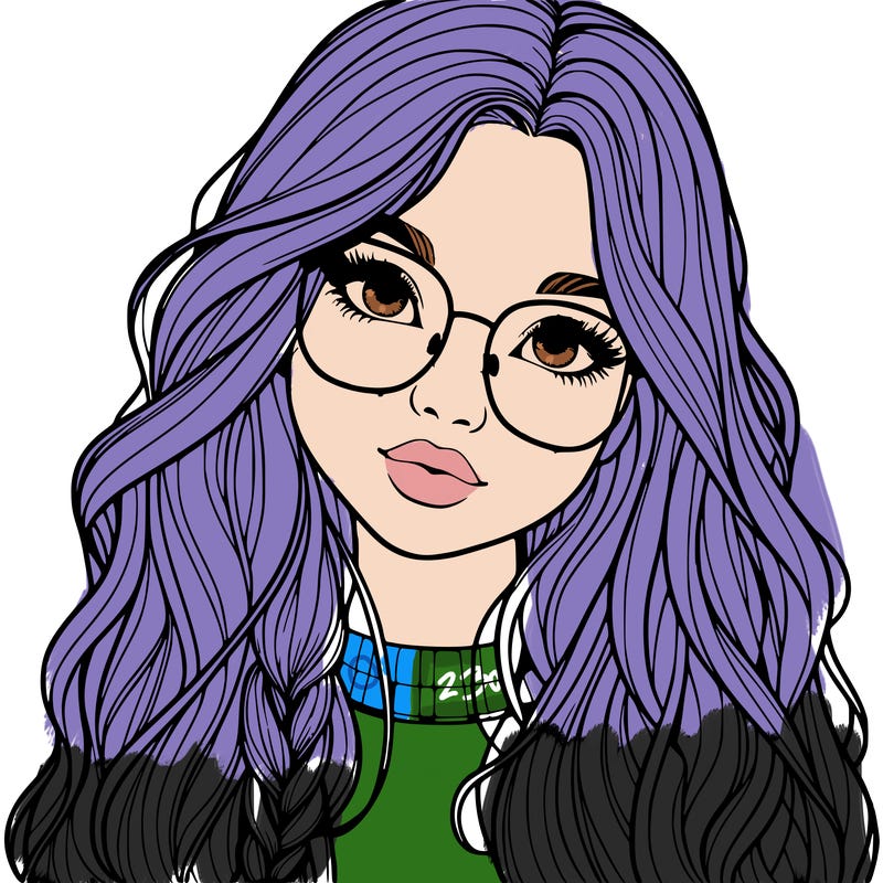 girl with long hair and freckles and glasses realistic