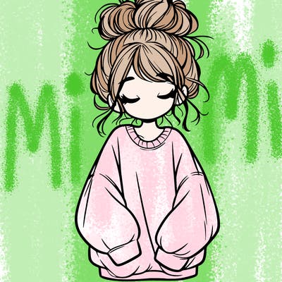 girl with baggy sweatshirt and messy bun