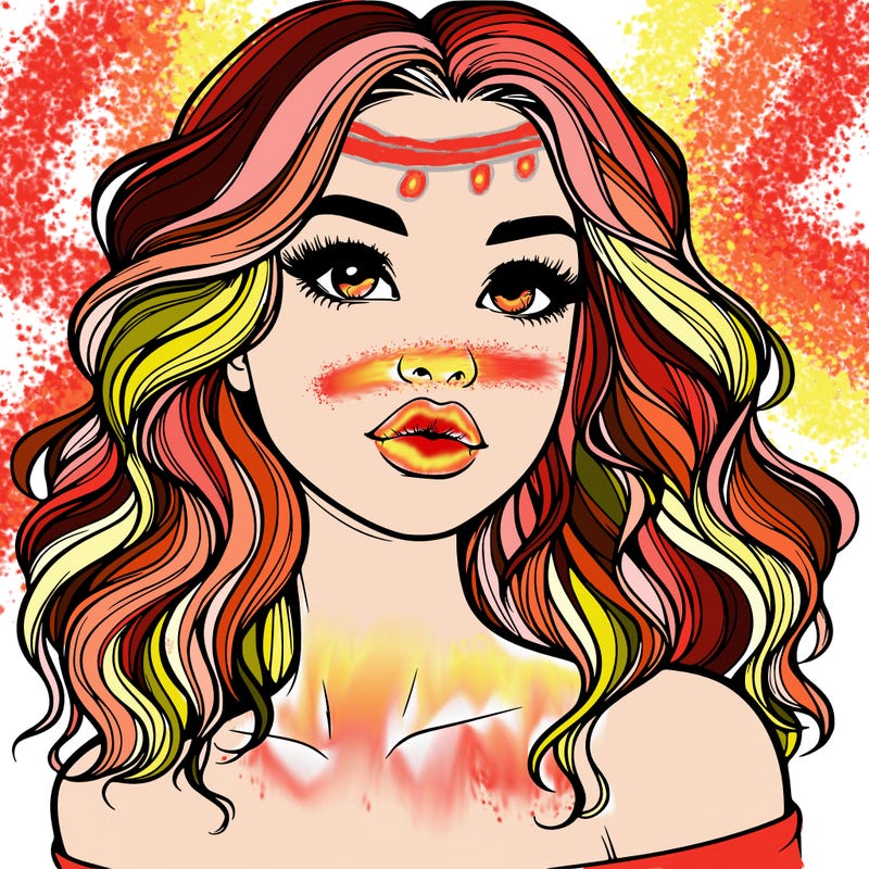 realistic girl with wavy hair and lips