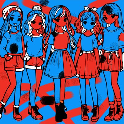 a group of five girls