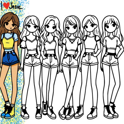 a group of girls wearing crop tops and shorts