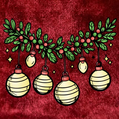 christmas garland with big bulbs