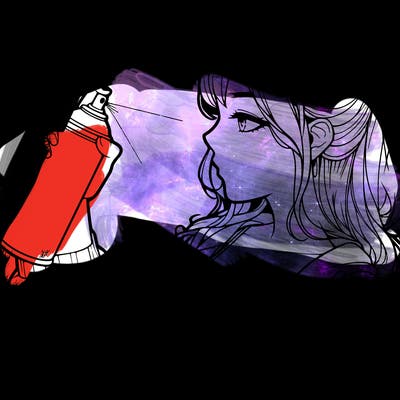 a realistic girl spray, painting