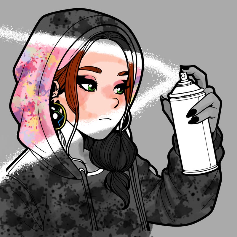 a realistic girl, spray painting