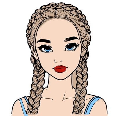 realistic girl with braids