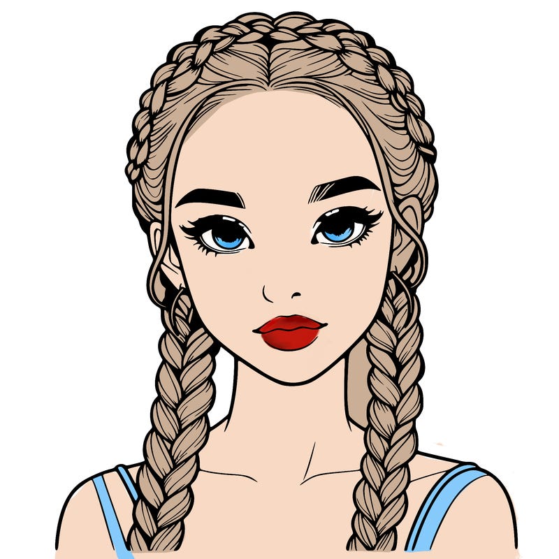 realistic girl with braids
