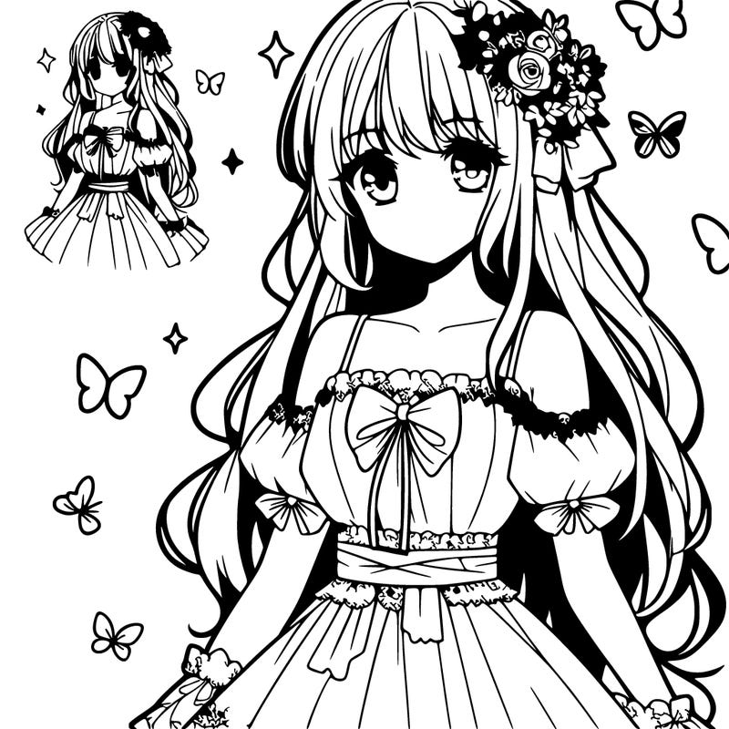 anime girl in a beautiful dress