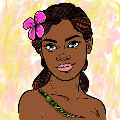 a realistic polynesian woman with a samoan pacific look and a taupou