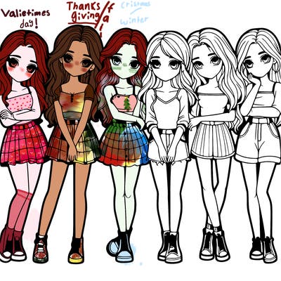 a group of girls realistic