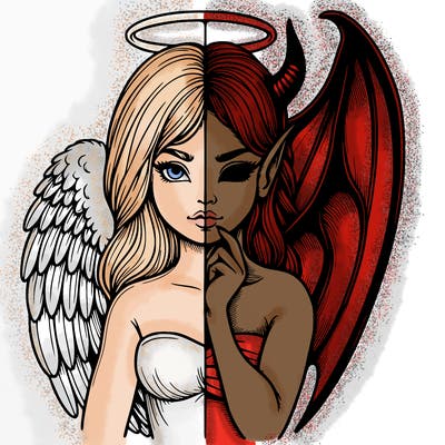 realistic angel half demon