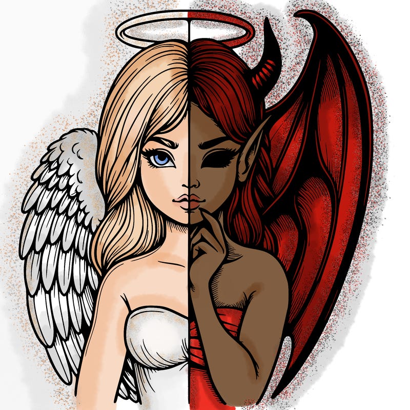 realistic angel half demon