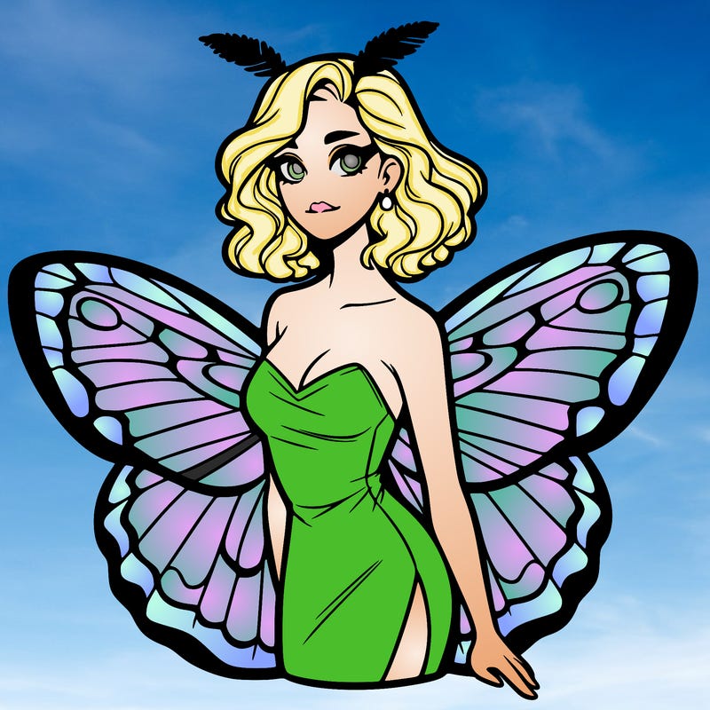 woman with moth wings