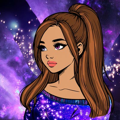 realistic girl with a high ponytail