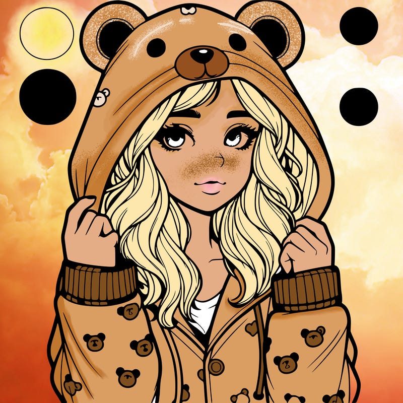 realistic girl in a animal pjs hoodie