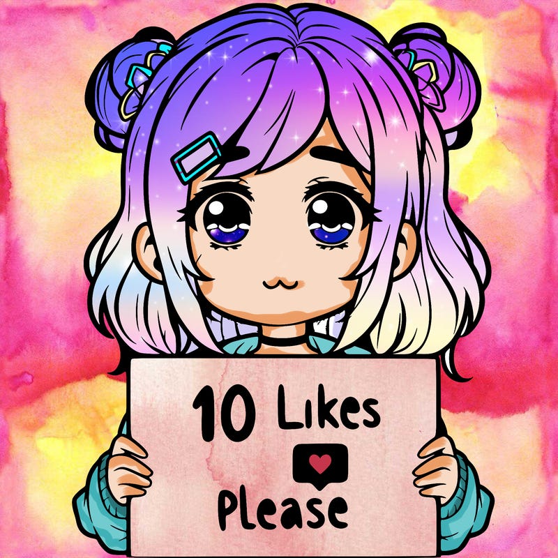 a girl with a sign saying 10 likes please