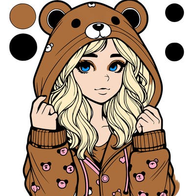 realistic girl in a animal pjs hoodie
