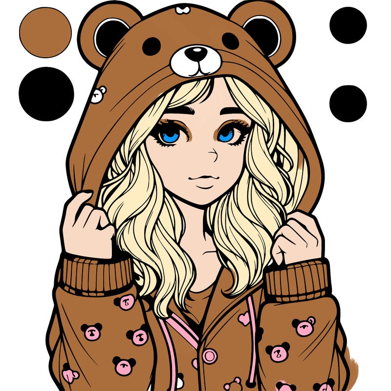 realistic girl in a animal pjs hoodie