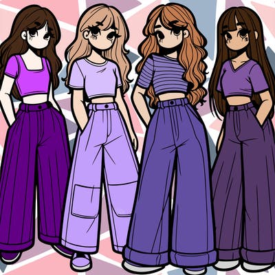 girls with wide pants and a croc top