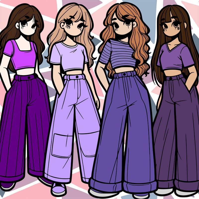 girls with wide pants and a croc top