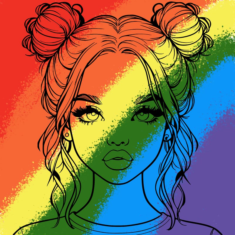 realistic girl with two buns in hair and lips