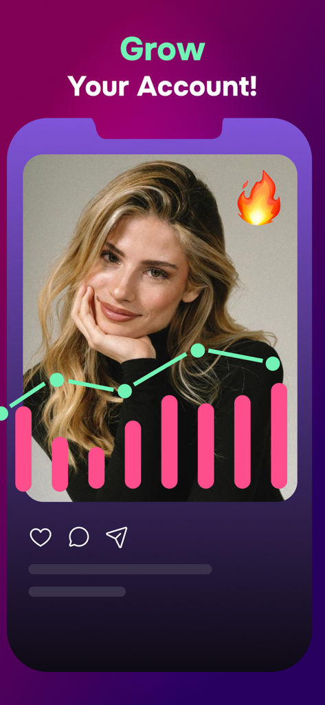 UNFO: Follower Analytics - Pantalla de la aplicación UNFO mostrando gráficos de crecimiento de cuenta y estadísticas.