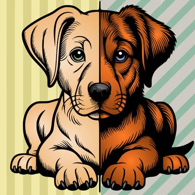 realistic dog split picture