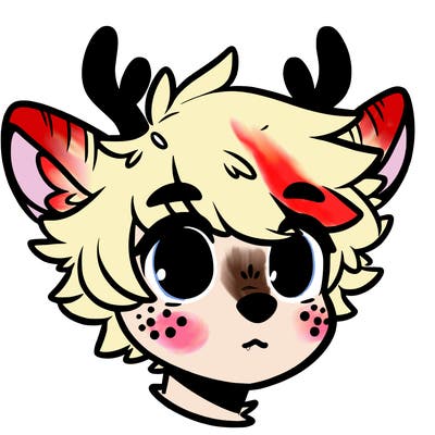 a humanoid deer with soft fluffy ears