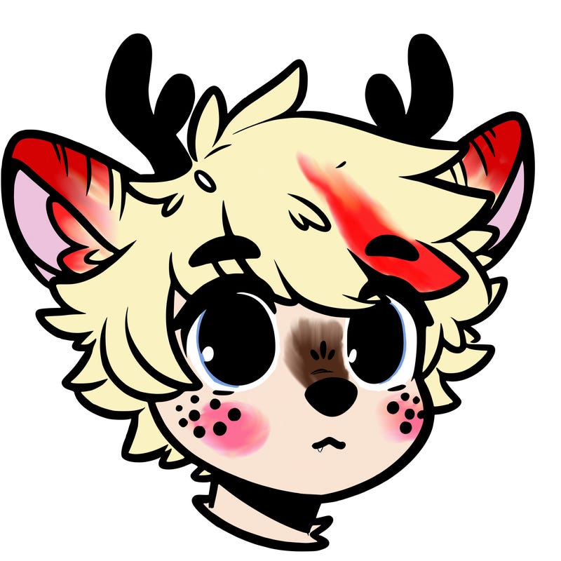 a humanoid deer with soft fluffy ears