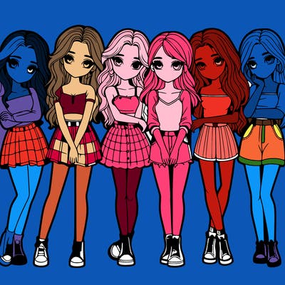 a group of girls realistic