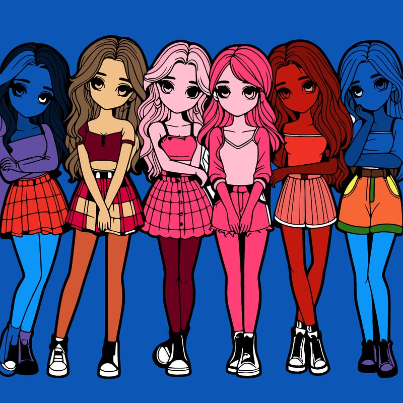 a group of girls realistic