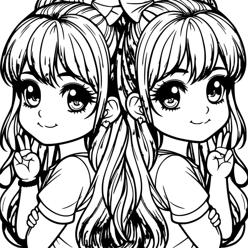 super realistic twin girls back to back