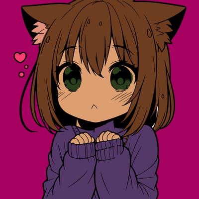 shy anime catgirl