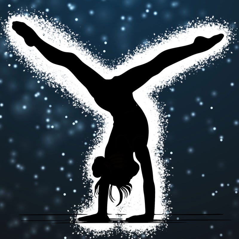 realistic gymnastic hand stand girl in four splits