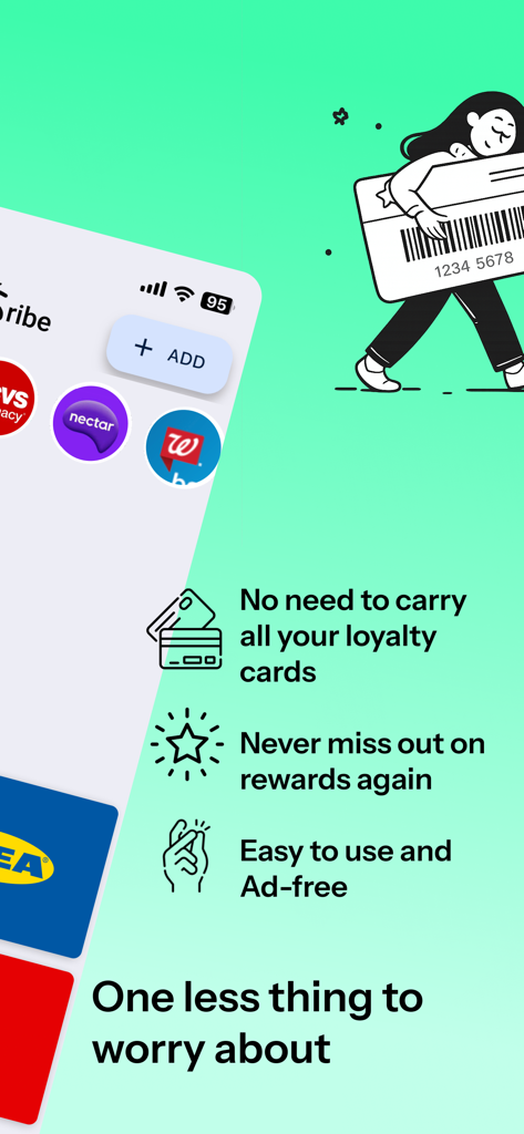 Tribe Rewards - Stocard Wallet - Screenshot of Tribe Rewards app showing benefits like storing loyalty cards and ad free experience