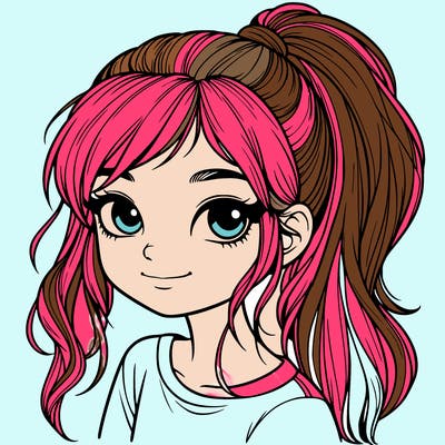 realistic girl with ponytail