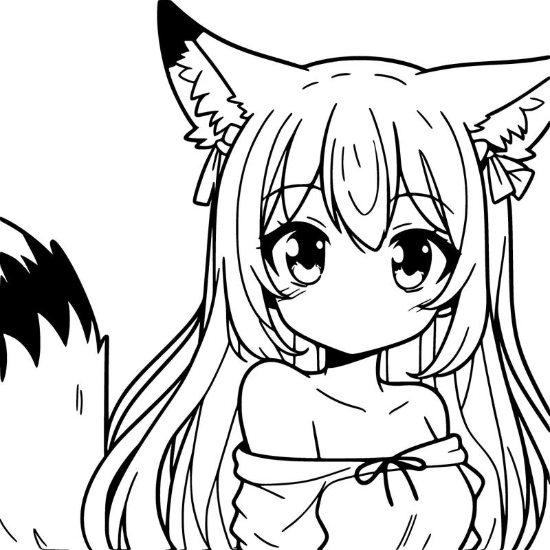 manga character girl fox ears and tail