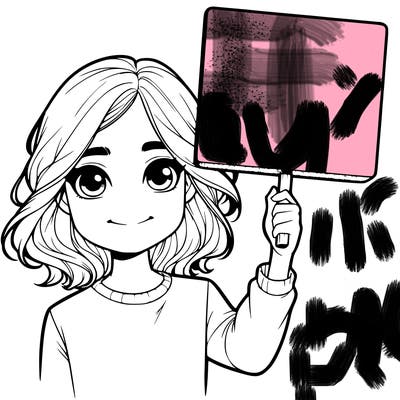 realistic girl holding up a sign