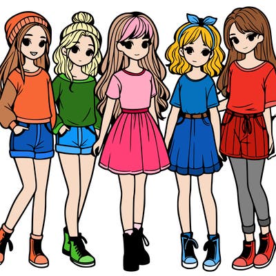 a group of five girls