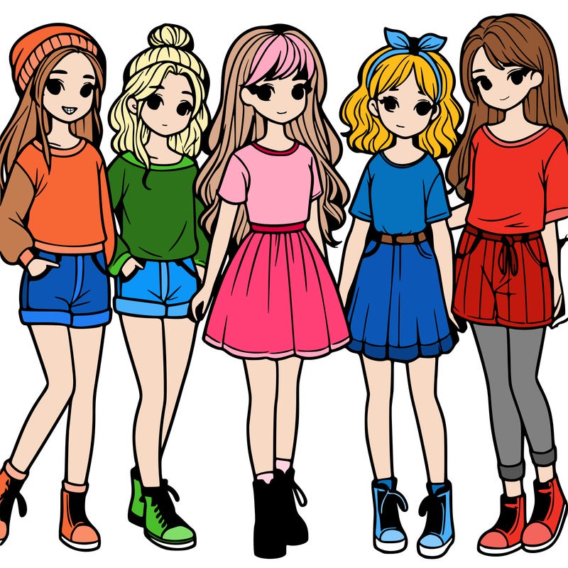 a group of five girls