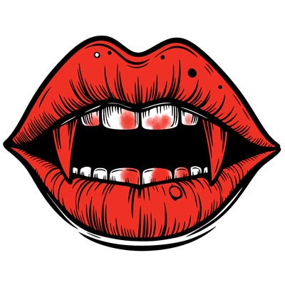 lips with vampire teeth