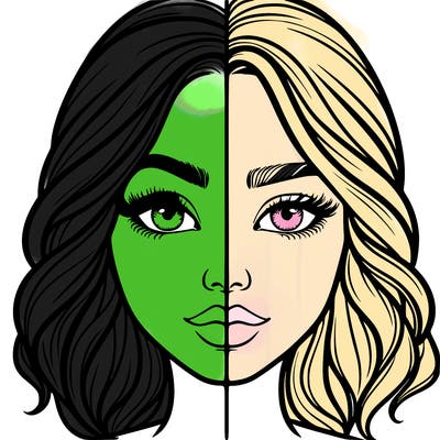 realistic girl split half