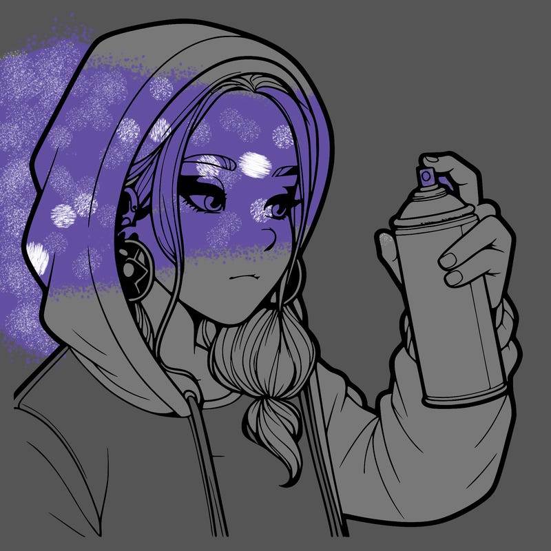 a realistic girl, spray painting