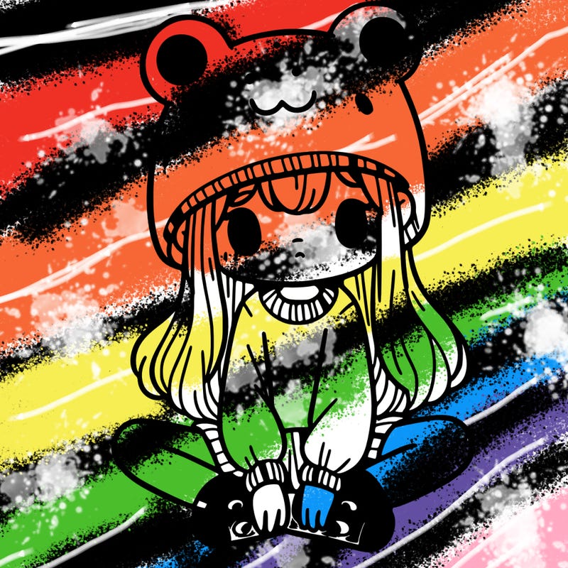 a girl wearing a frog hat and some frog socks