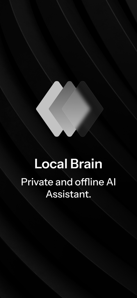 Local Brain - Local Brain app splash screen with the text Private and offline AI Assistant