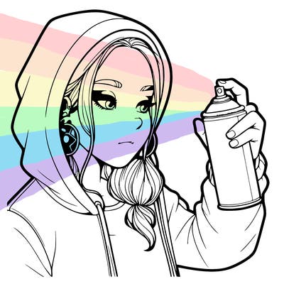 a realistic girl, spray painting