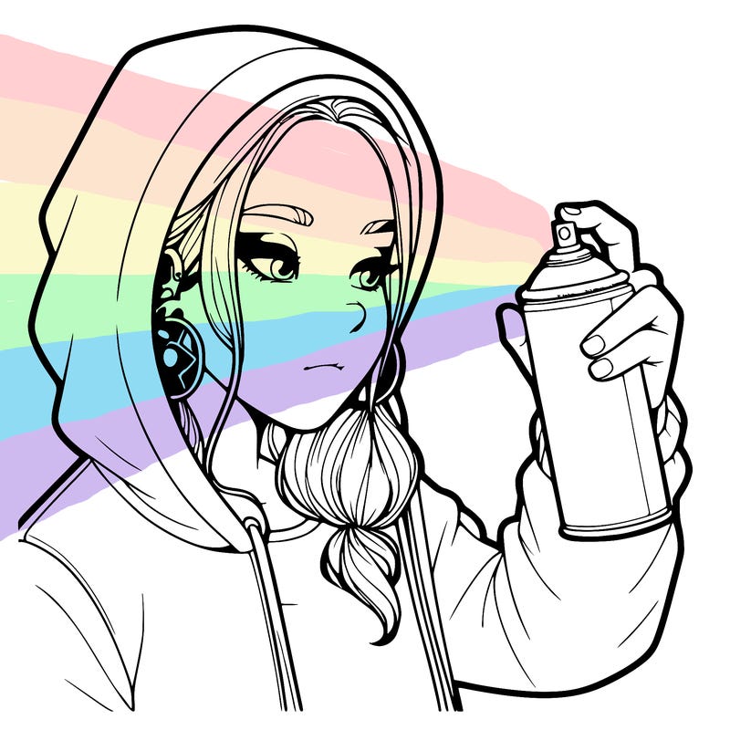 a realistic girl, spray painting