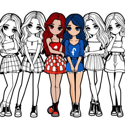 a group of girls realistic