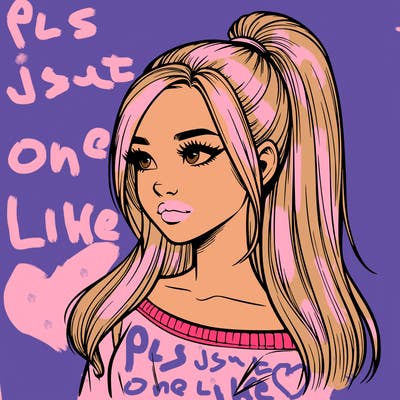 realistic girl with a high ponytail